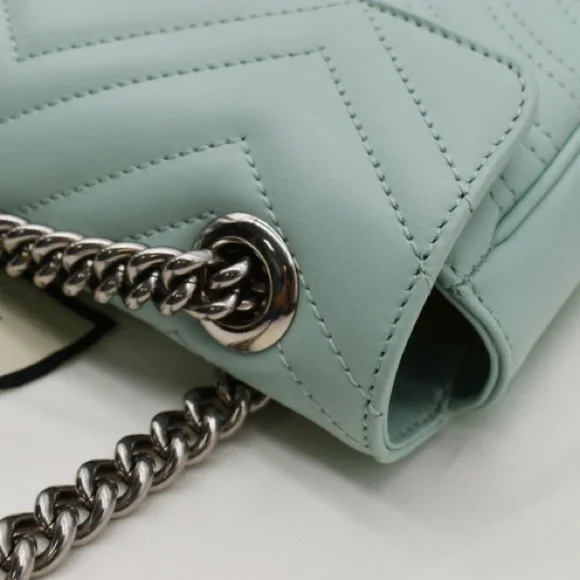 GUCCI GG Marmont Matelasse Leather Crossbody Bag Seafoam with original dustbag - Picture 12 of 15